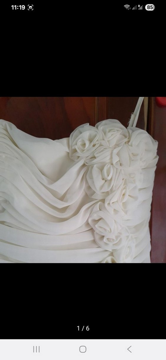 Beyaz Drapeli Straplez Uzun Abiye - Görsel 3