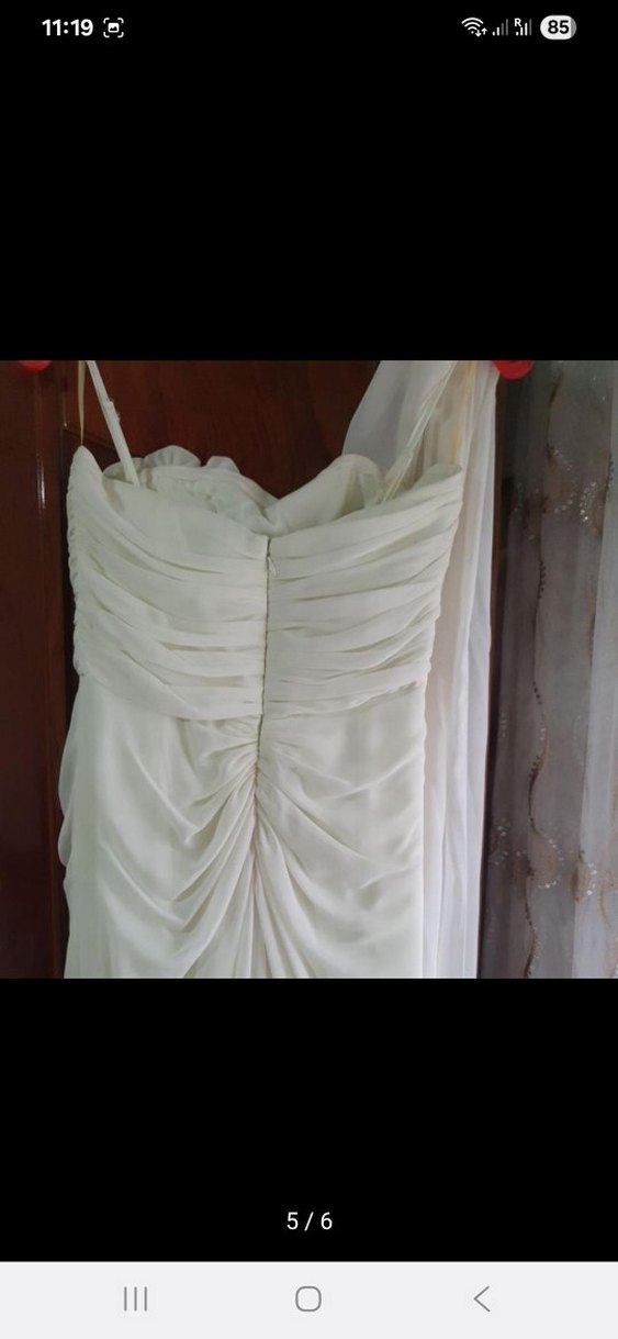 Beyaz Drapeli Straplez Uzun Abiye - Görsel 2