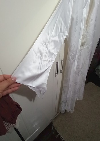 Uzun Beyaz Bohem Kadın Sabahlık - Görsel 3