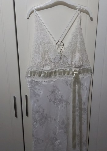 Uzun Beyaz Bohem Kadın Sabahlık - Görsel 6