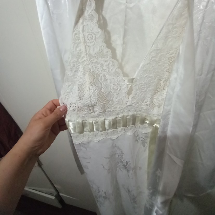 Uzun Beyaz Bohem Kadın Sabahlık - Görsel 2