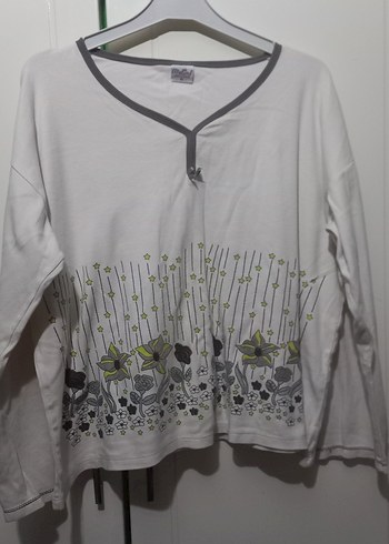 Düğmeli, Uzun Kollu Hamile Tişörtü - Görsel 2