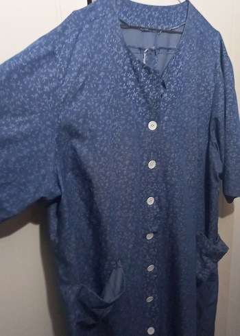 Uzun Mavi Kadın Gömlek Elbise - Görsel 4