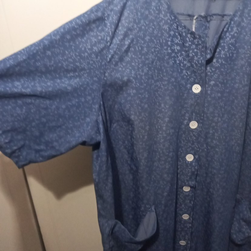 Uzun Mavi Kadın Gömlek Elbise - Görsel 3