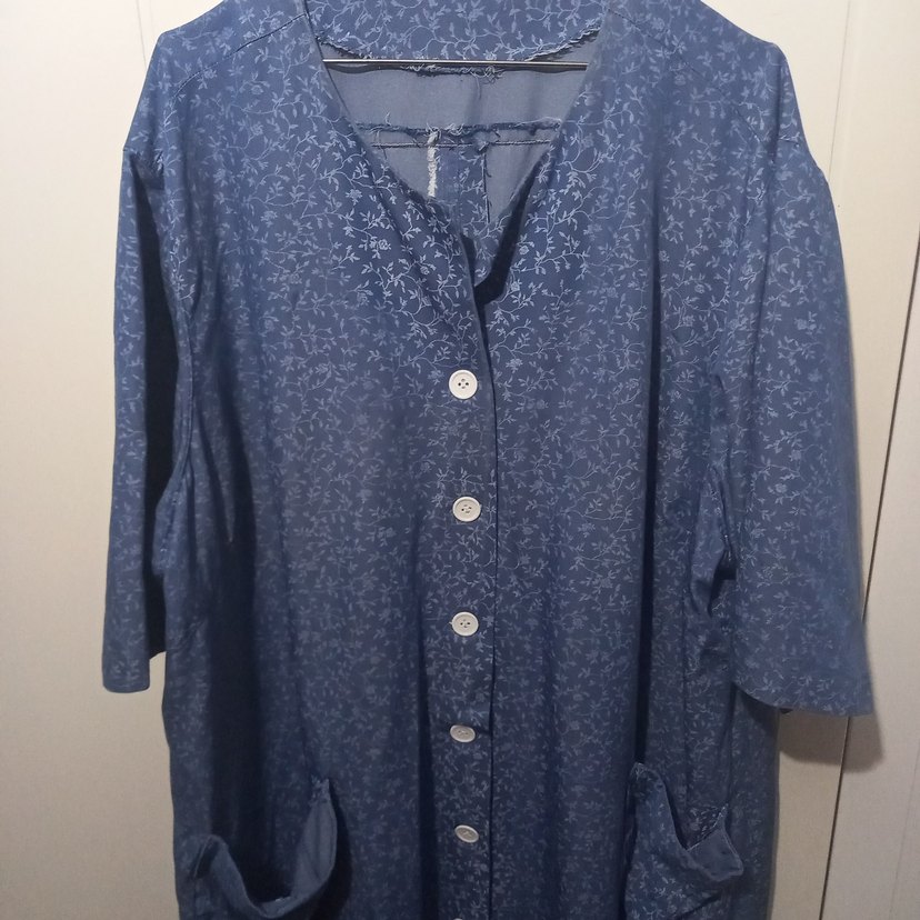 Uzun Mavi Kadın Gömlek Elbise - Görsel 2