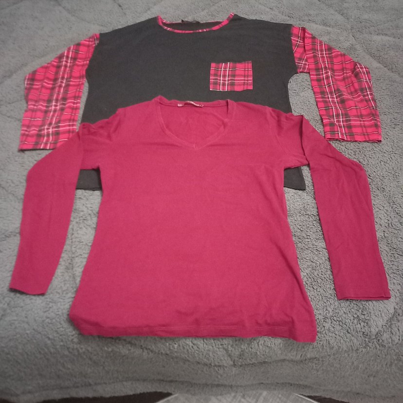 Bordo Kız Çocuk Triko Uzun Kollu Tişört - Görsel 2