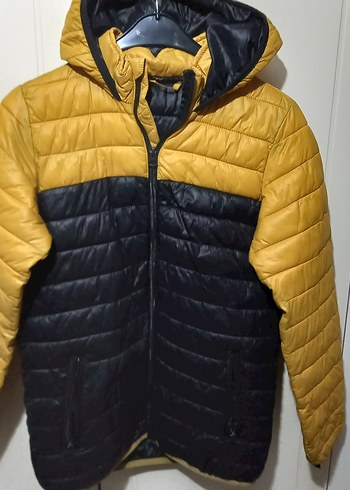 Sarı Siyah Kapüşonlu Erkek cocugu  Mont - Görsel 2