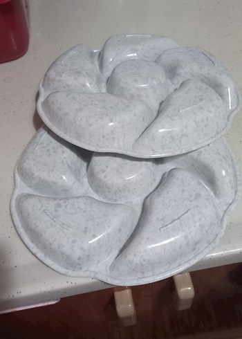 Bohem Tarzı Beyaz Gri Bölmeli Tabak - Görsel 4