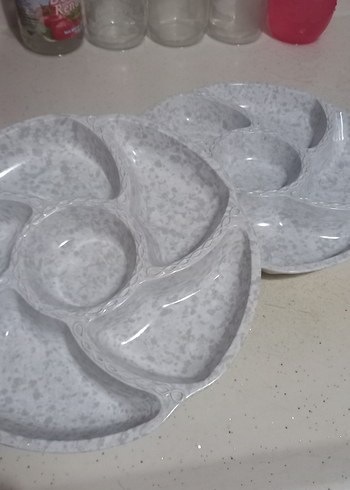 Bohem Tarzı Beyaz Gri Bölmeli Tabak - Görsel 2