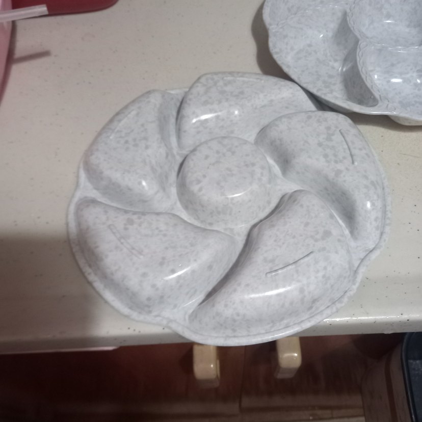 Bohem Tarzı Beyaz Gri Bölmeli Tabak - Görsel 3