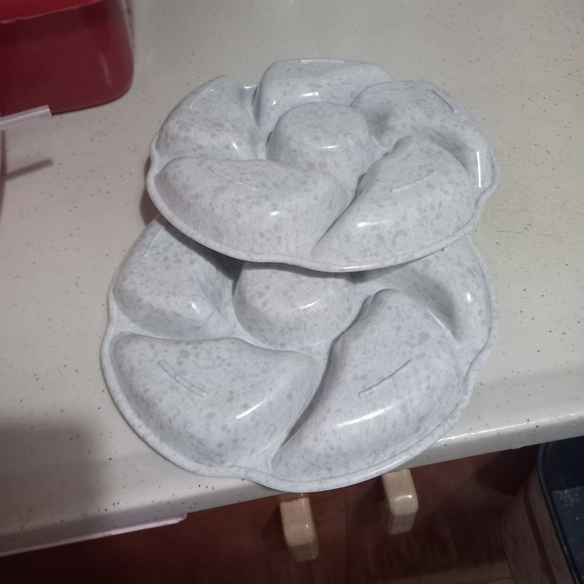 Bohem Tarzı Beyaz Gri Bölmeli Tabak - Görsel 4