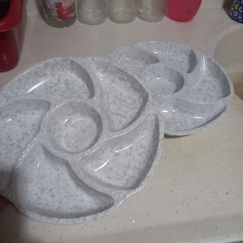 Bohem Tarzı Beyaz Gri Bölmeli Tabak - Görsel 2