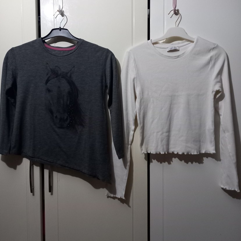 Gri Baskılı Uzun Kollu Kız Tişörtü - Görsel 2