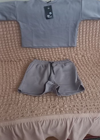 Gri Mini Salaş Hamile Şortu Takımı - Görsel 2