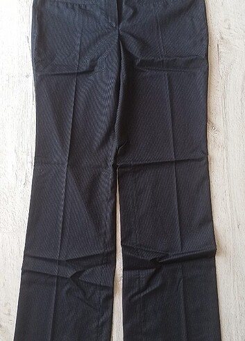 Koton Çizgili lacivert kumaş pantolon 