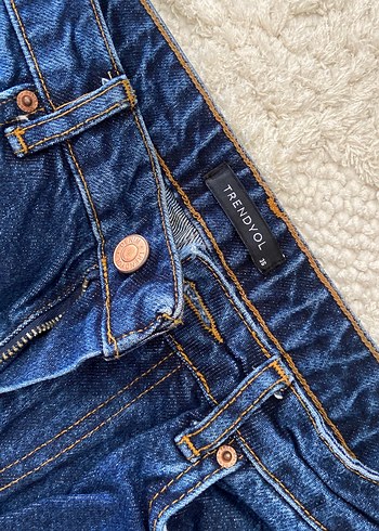 Lacivert Mom kesim Midi Kadın Kot Pantolon - Görsel 4