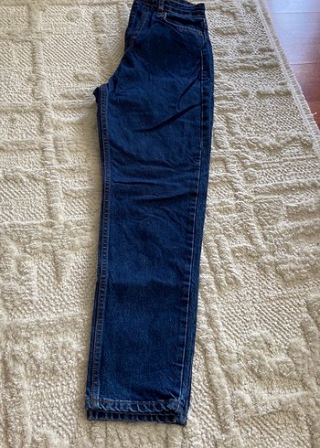 Lacivert Mom kesim Midi Kadın Kot Pantolon - Görsel 6