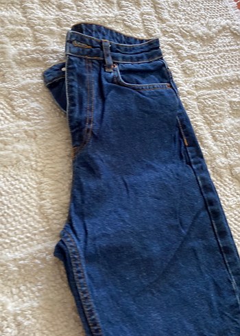 Lacivert Mom kesim Midi Kadın Kot Pantolon - Görsel 9