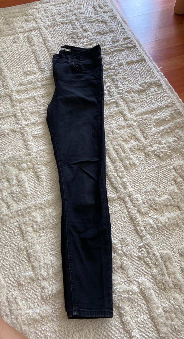 Siyah Kadın Denim Pantolon, Normal Boy, Dar Kesim - Görsel 5