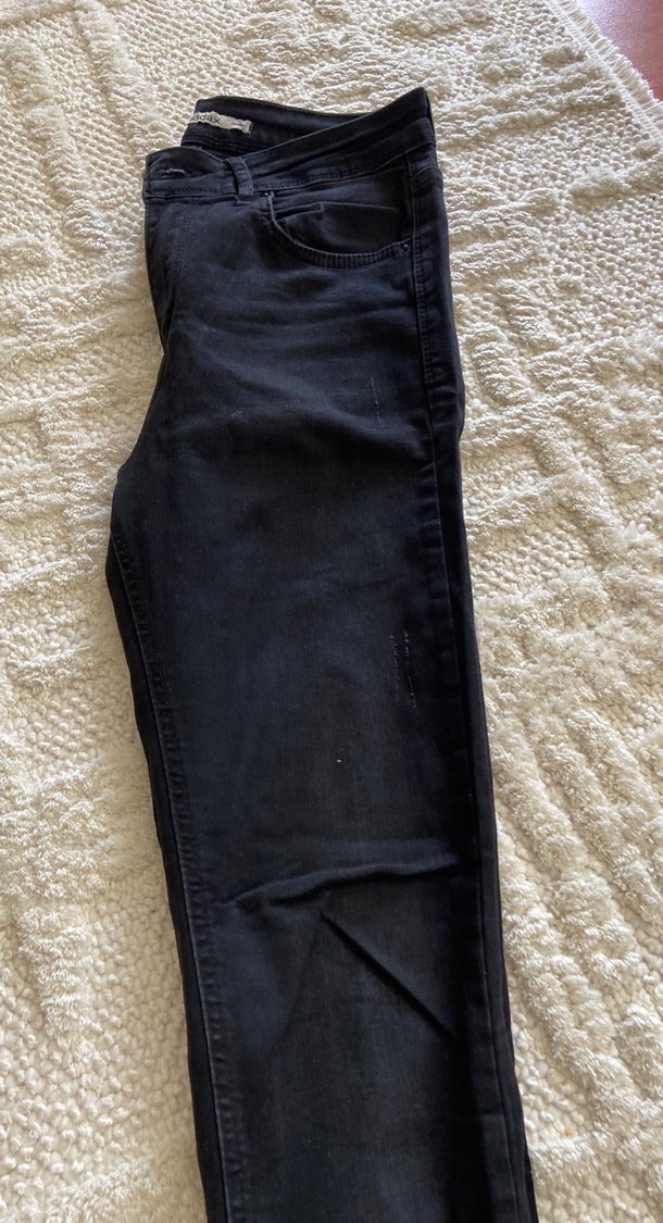 Siyah Kadın Denim Pantolon, Normal Boy, Dar Kesim - Görsel 4