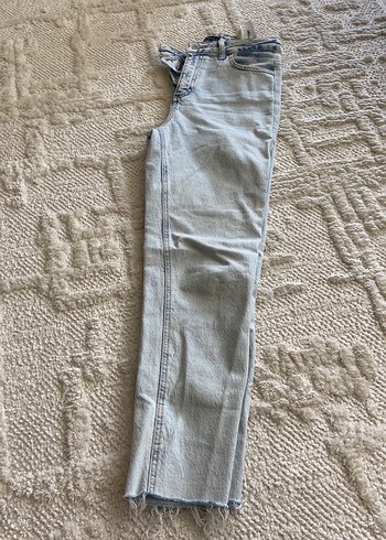 Düğmeli Bağlama Desenli Midi Geniş Kesim Kot - Görsel 5