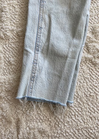 Düğmeli Bağlama Desenli Midi Geniş Kesim Kot - Görsel 6