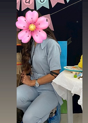 Gri Kemerli Kadın Uzun Keten Tulum