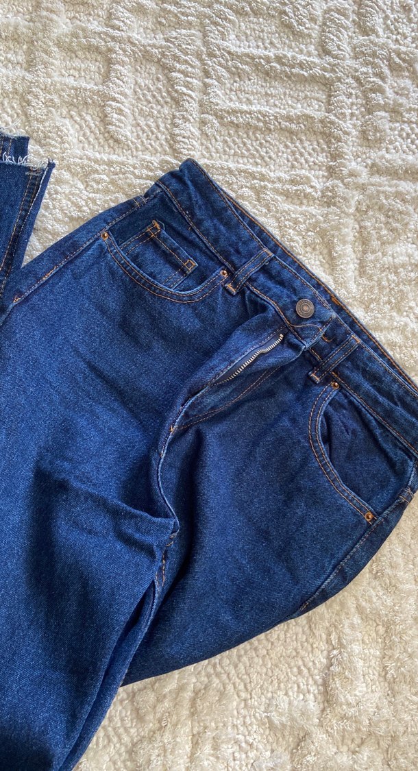 Lacivert Midi Denim Kadın Jean - Görsel 5