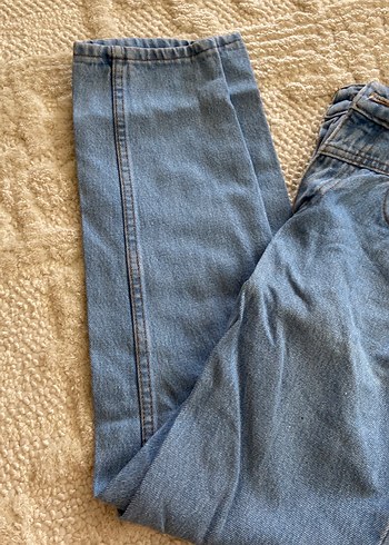 Diğer Kadın Mavi Midi Boy Rahat Kesim Denim Pantolon