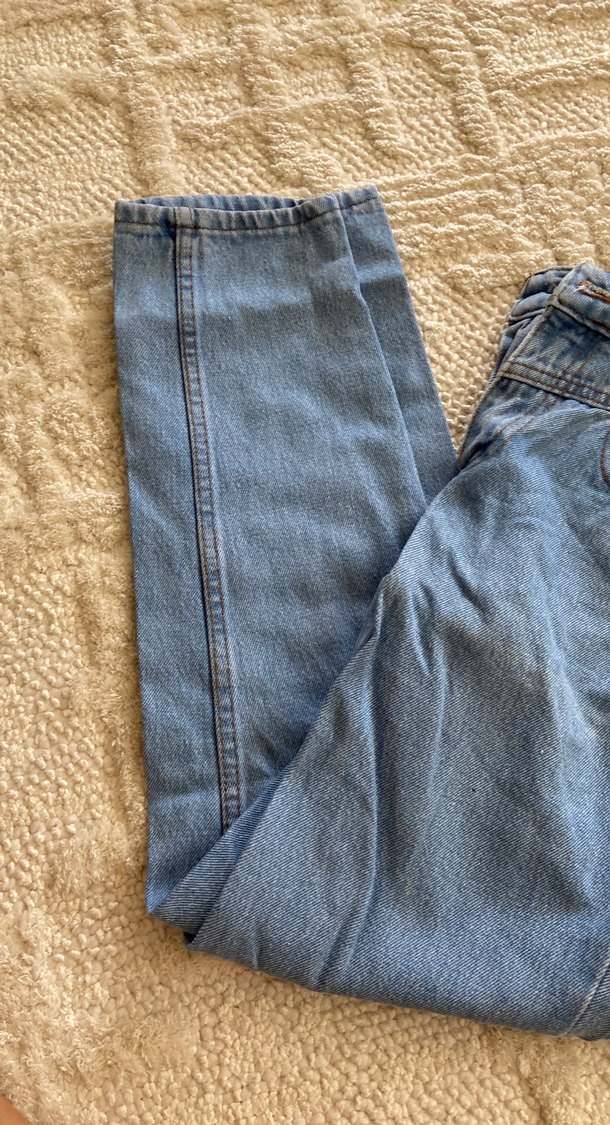 Kadın Mavi Midi Boy Rahat Kesim Denim Pantolon - Görsel 3