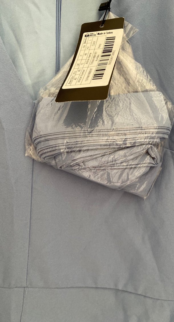 Drapeli V Yaka Midi Mavi Elbise - Görsel 3