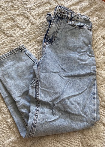 Düğmeli Gri Bol Kesim Midi Kot Pantolon - Görsel 6