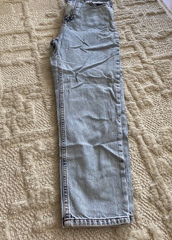 Düğmeli Gri Bol Kesim Midi Kot Pantolon - Görsel 7