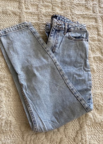 Düğmeli Gri Bol Kesim Midi Kot Pantolon - Görsel 8