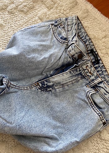 Düğmeli Gri Bol Kesim Midi Kot Pantolon - Görsel 5