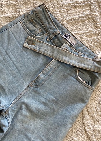 Kemerli Gri Mavi Kadın Denim Pantolon - Görsel 5