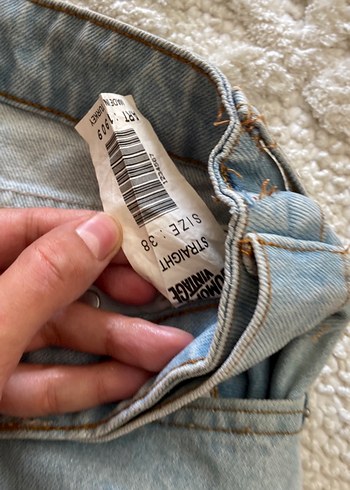 Kemerli Gri Mavi Kadın Denim Pantolon - Görsel 6