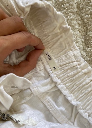 Beyaz Keten Rahat Kesim Kot - Görsel 4