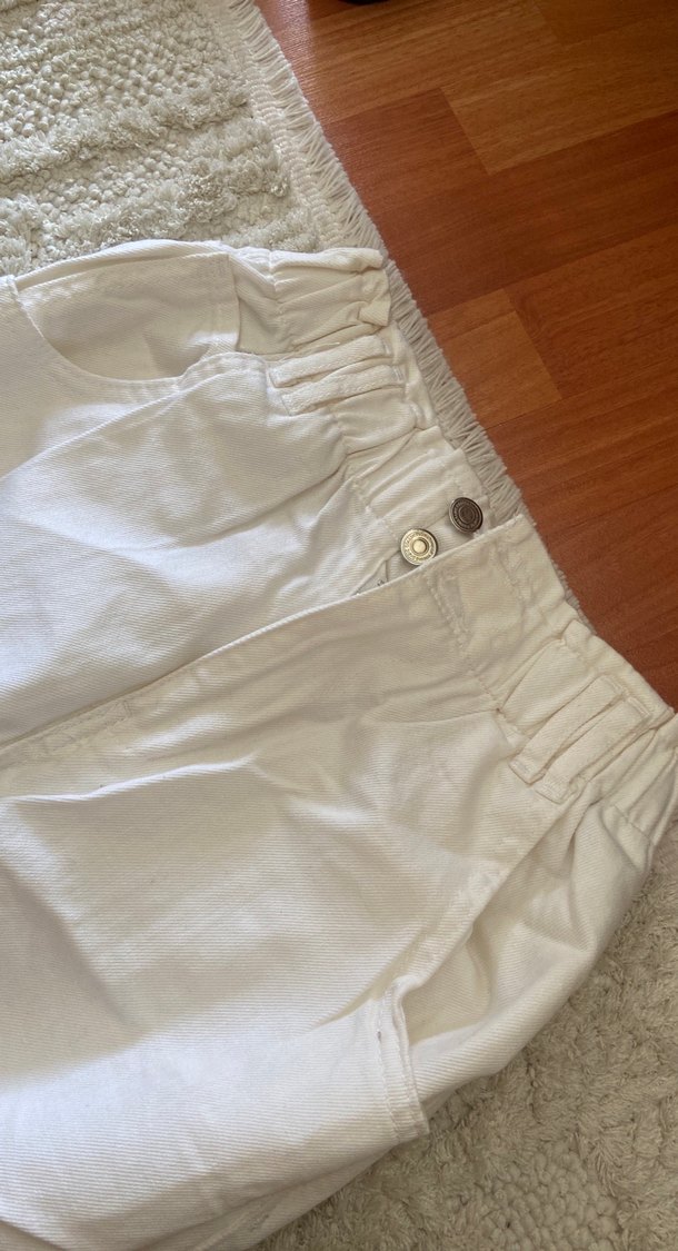 Beyaz Keten Rahat Kesim Kot - Görsel 2