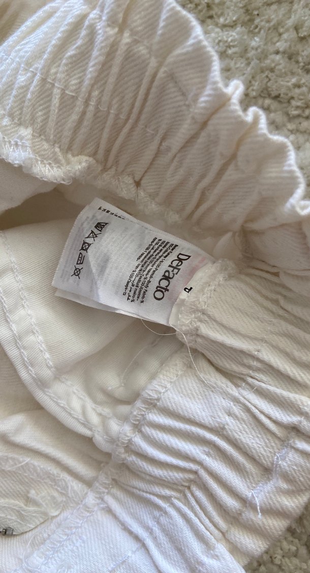 Beyaz Keten Rahat Kesim Kot - Görsel 5