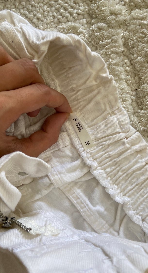 Beyaz Keten Rahat Kesim Kot - Görsel 4