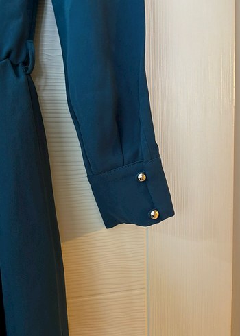 Uzun Kollu Lacivert Kadın tulum - Görsel 4