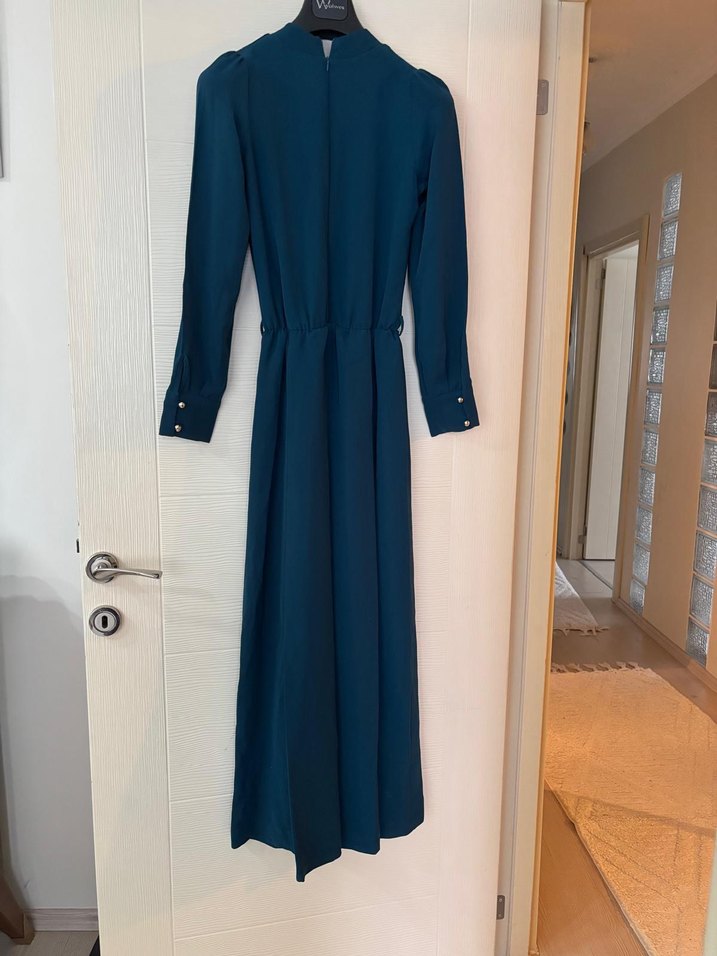 Uzun Kollu Lacivert Kadın tulum - Görsel 3