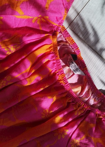LC Waikiki Pembe Batik Desenli kız elbisesı