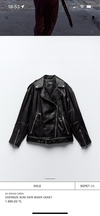 Zara Oversize suni deri biker ceket