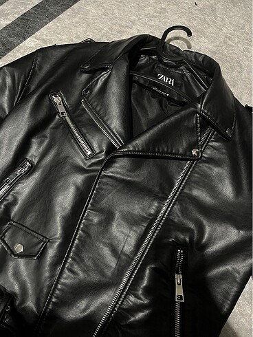 m Beden siyah Renk Oversize suni deri biker ceket