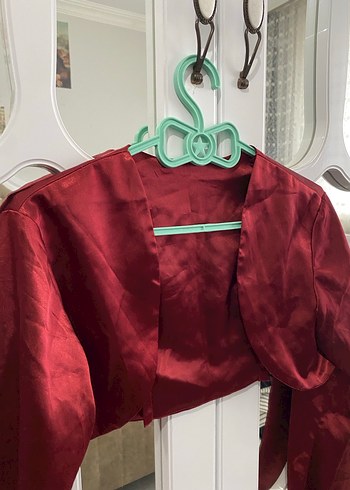 Bordo Uzun Kollu Fit Bolero - Görsel 2