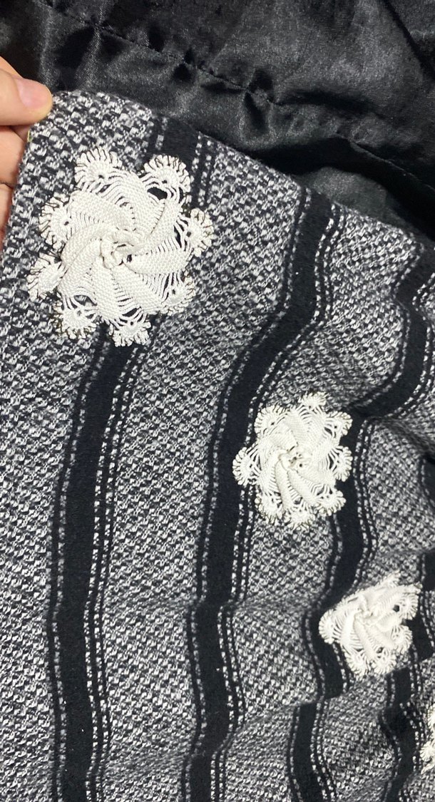 Gri Nakışlı özel dantel  işlenmiş Fırfırlı Bohem Mini Etek - Görsel 2