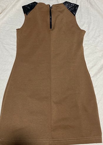 Kahverengi Coffee Renginde Kolsuz Midi Elbise - Görsel 6