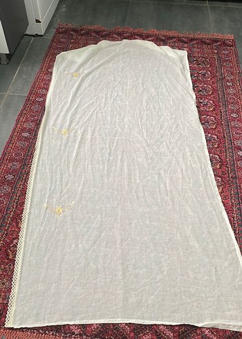 Nakışlı Bohem krem Rengi mutfak perdesi - Görsel 3